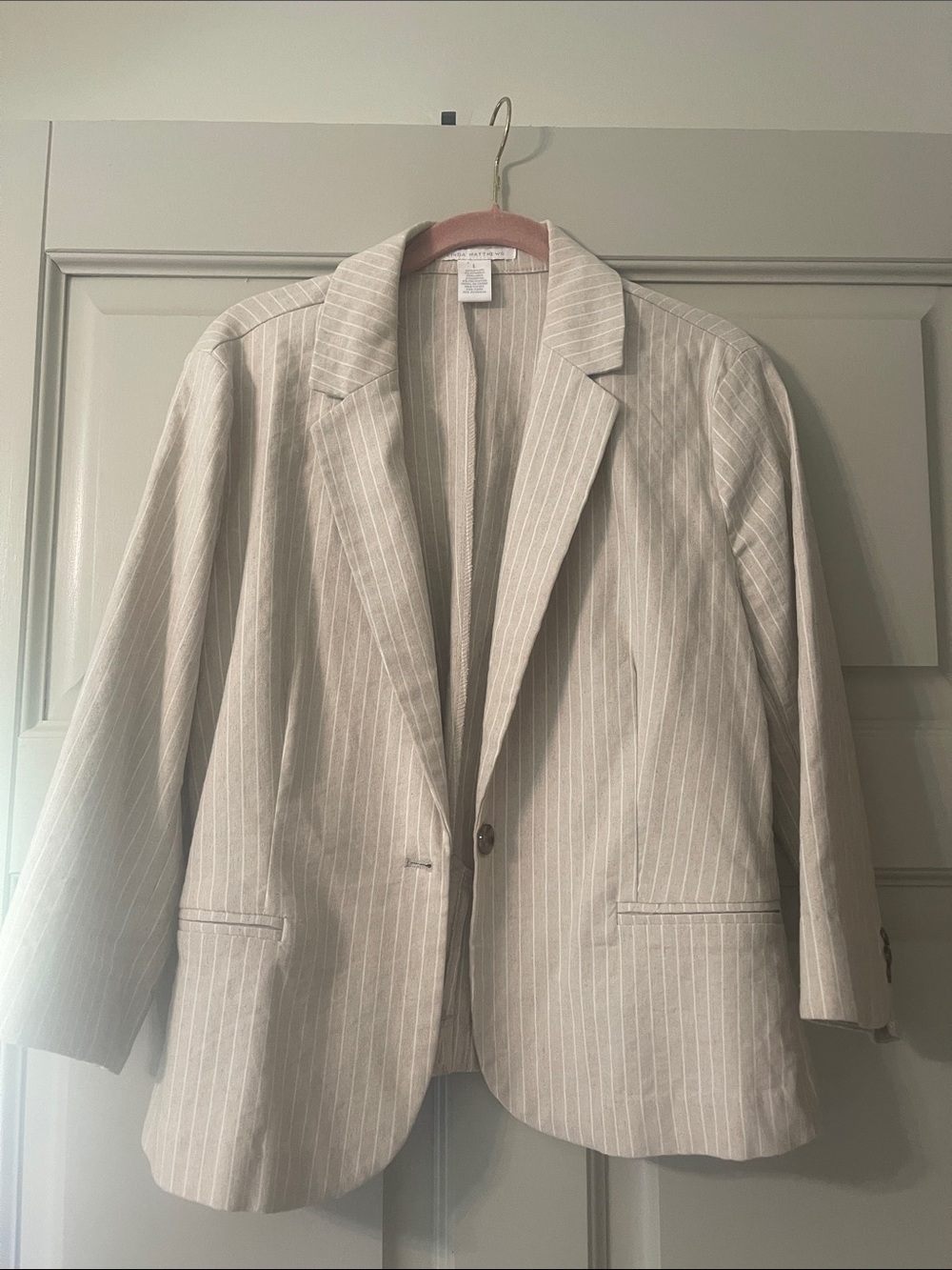 Light Taupe Pinstripe Women's Blazer - Brand Unspecified